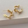 Pendientes de Aro en Forma de C con Aguja de Plata S925 Irregulares Geométricos Retorcidos, Pendientes de Nicho Minimalistas Versátiles de Gama Alta para el Día a Día, Geniales y Discretos