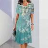 2024 Comercio Exterior Transfronterizo Hermosa Falda Casual de Línea A para Mujer con Estampado Digital 3D Verano Elegante en Forma de O