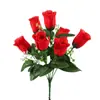 Buquê de Rosas Artificiais Decoração de Mesa Buquê Decorativo de Rosa de Veludo Flores Artificiais Fábrica Atacado Rosas em Estoque