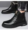 Botas Martin Masculinas de Cano Alto para o Inverno com Solas Grossas, Sapatos de Trabalho Estilo Britânico, Antiderrapantes, Resistentes ao Desgaste, Quentes, Botas Curtas Casuais