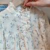Blusa Floral para Niñas 2025 Nueva Primavera y Otoño Manga Larga Cuello Alto Estilo Muñeca Dulce y Elegante Estilo Coreano Top para Niños