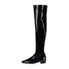 Botas por encima de la rodilla para mujer para el otoño e invierno europeo y americano, color caramelo, tacón bajo grueso, modernas y únicas, talla grande, botas largas, comercio exterior