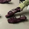 Primeiro Encontro Temporada Retro Francês Camurça Bico Quadrado Sandálias Plataforma Femininas Verão Roupa Externa Temperamento Sapatos Versáteis