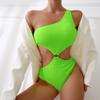 Traje de baño de una pieza para mujer, color sólido, almohadillas de pecho desmontables