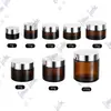 Pote Marrom Claro para Creme Transfronteiriço 50g Pote Transparente para Creme Facial 80g Frasco Redondo Dispenser de Pomada Recipiente Selado para Creme Pote para Vela