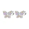 Pendientes de Zirconia Morada con Estrella Estilo Socialité de Lujo Ligero y Elegantes para Mujer, Exquisitos y Versátiles, Tachuelas de Mariposa de Gama Alta Estilo Bosque