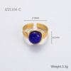 Anillo de piedra natural transfronterizo europeo y americano retro que no se desvanece nicho lujo ligero de alta gama sentido personalidad abierto anillo de acero inoxidable