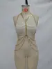 Top Tubo Halter de Cadena de Perlas AYJ para Mujer, Camisola sin Espalda Estilo Chica Caliente Transfronteriza, Cadena Corporal de Playa Europea y Americana