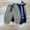 Calça Casual de Inverno para Meninos e Meninas, Marca Trendy Infantil Estilosa Calça de Moletom Grossa com Listras de Letras