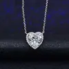 Collar de Corazón Cadena para Clavícula Colgante de Corazón Brillante Collar de Diamante Imitación Importado tipo Musan Incrustación de Diamante de Alto Carbono