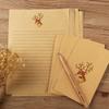 Juego de sobres de papel Kraft retro con pintura a color de estilo chino Mori elk, sello de papel con boca en L, pasta 10