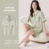 Pijama con Almohadilla en el Pecho para Mujer Verano Algodón Puro Manga Corta Shorts Delgado Verano Dulce Cárdigan Ropa para el Hogar Traje Cómodo