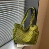 Bolsa tote grande de bolinhas estilo coreano 2026 nova bolsa de ombro única para o dia a dia da mulher bolsa de tecido estilosa feminina