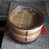 Vaporera de Madera, Vaporera de Bambú, Procesamiento y Producción, Vaporera Profundizada Personalizada con Olla, Boca Inversa, Vaporera Ovalada de Bambú
