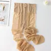 Meias calças de seda fiada no centro com entrepernas em T para mulheres, anti-puxões de verão, ultra finas, invisíveis, nas cores preta e nude, com ponta transparente
