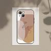 Capa de celular feminina para iPhone 15 com linhas abstratas