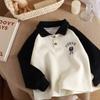 Suéter de Manga Larga POLO Nuevo de Primavera y Otoño Guapo Sencillo Costuras Moderno para Niños Estilo Occidental Top Suéter para Niños Hombres
