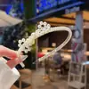 Tiara de Pérolas para Mulheres, Estilo Celebridade da Internet, Tiara com Franja de Pérolas, Versátil para Sair, Pente de Cabelo Estilo Princesa Alta, Elástico de Cabelo Atacado