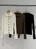 BORBOTIE Tricô Feminino 2026 Outono/Inverno Novo Estilo BC Old Money Moda Cardigã de Lã Stretch com Gola