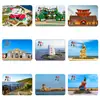 Ímãs de geladeira de vidro cênicos de Huludao, praia à beira-mar, costa rochosa, pavilhão antigo, píer à beira-mar, decoração de casa costeira, enfeites magnéticos