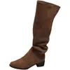 Botines retro plisados para mujer, nueva colección otoño 2025, tacón grueso, botas altas elegantes, versátiles para figuras petite, botas de montar