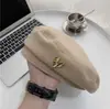 Boina Oitavada Metálica Doce Estilo Outono/Inverno para Mulheres, Chapéu Boina Painter Newsboy Moda Retro Coreana Celeb da Internet