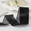 Fita de organza perolada brilhante com embalagem de caixa de presente floral, fita de renda ondulada, fita de gaze branca para laços DIY