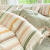 Juego de Ropa de Cama Cuatro Piezas Estilo Japonés Fuji Cuadros Rayas Simples Algodón Nube Lavado Estudiante Funda Nórdica Tres Piezas Bolsa de Cama