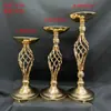 Novos Adereços de Casamento Vaso de Flores de Ferro Estilo Europeu Decoração da Mesa Principal do Casamento Recipiente para Arranjo de Flores Vaso Ornamentado de Flor de Mesa Dourado Galvanizado