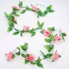 Guirlanda de Flores Artificiais Rosa Simulação Flor Artificial Casamento Arranjo de Parede de Fundo para Casamento Decoração de Pátio em Casa Videira de Rattan Enrolada