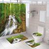 Cortina de ducha con paisaje, cortina de baño, cortina de baño transfronteriza, impresión digital, suministro directo de fábrica