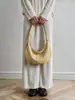 Bolsa Coreana de Nicho Feminina Nova Bolsa Croissant Transversal Estilo Preguiçoso Bolsa Croissant Couro Genuíno Ombro Único Transversal Bolsa Dumpling Feminina