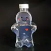 Botella de plástico desechable de 350 ml para jugo, botella de bebida, botella creativa con forma de Hombre de Pan de Jengibre, botella para té de leche