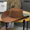 Sombrero de Sol Cortavientos de Ala Ancha Retro de Cuerda Trenzada de Gamuza Sombrero Transfronterizo de Comercio Exterior Sombrero de Vaquero