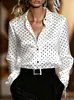 AliExpress Amazon Moda Transfronteriza Tendencia Primavera y Otoño Camisa de Manga Larga para Mujer con Lunares Clásicos Estampados en 3D
