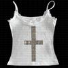 Moda Coreana Tendencia Urbana Camisola Corta Sencilla con Estampado de Cruz Sexy Sencilla Top de Manga Corta Ropa de Mujer