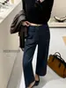 Suxinlan/YOUMO Colección de Otoño Estilo Minimalista Coreano Versátil Elástico en Cuatro Direcciones Jeans Rectos Acortados para Mujer 95312