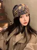 Sombrero holgado de cuadros retro estilo postapocalíptico para mujer, sombrero tipo turbante moderno para chica dopamine hot, hace que la cara se vea más pequeña, sombrero de poner gorro