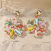 Brincos de Cristal Flor Doce com Contas para o Verão High-end Simples Versátil Moda Elegante Novos Brincos para Mulheres