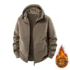 Jaqueta de moletom com capuz masculina transfronteiriça com interior espessado e forrado com fleece para aquecimento, adequada para homens jovens e de meia-idade, peça externa de fleece de qualidade de exportação