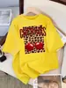 Estampado de Leopardo Cereza Diseño Creativo Camiseta para Mujer Algodón Camiseta Casual Verano Cuello Redondo Streetwear Suave Oversize Manga Corta