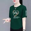 Camiseta de manga corta de marca para mujer, comercio exterior transfronterizo con superávit, corte holgado, manga media, adecuada para madres de mediana edad, efecto adelgazante