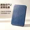 Espejo de escritorio plegable de cuero PU con patrón de piel de cocodrilo, espejo de maquillaje con tapa abatible para regalo, espejo portátil de mesa para retoques