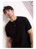 Camiseta de Verano de Cuello Henley de Manga Corta para Hombre Estilo Coreano Holgada Interior Raya Vertical Tejido de Punto Camiseta para Hombre Fitness Casual Top de Media Manga