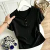 Camiseta de Manga Corta de Moda para Mamá para Mujer Verano 2026 Nueva Elegante de Cuello en V Versátil Superior Talla Grande Holgado Adelgazante Superior