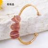 Pulseira de seda com pedra de cristal natural transfronteiriça, pulseira de cristal roxo, amarelo e rosa tecida à mão, acessórios para atacado