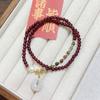 Nueva pulsera de granate natural para mujer, pulsera de cristal de doble círculo, pulsera con hebilla de bolsillo popular Maitreya, venta al por mayor