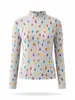 Top Miyake Vibrante Colorido de Bolinhas com Gola Alta Plissado para Mulheres, Novo da Coleção Outono 2026 Slim-Fit Camada Base