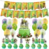 S Monstruo Verde Tema de Cumpleaños Decoraciones Suministros Pancarta Adornos para Pastel Globos Set