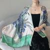 Cachecol de seda dupla camada dupla face pintura a óleo Van Gogh Monet feminino longo 180x70 novo cetim de seda lenço xale moda popular Novo